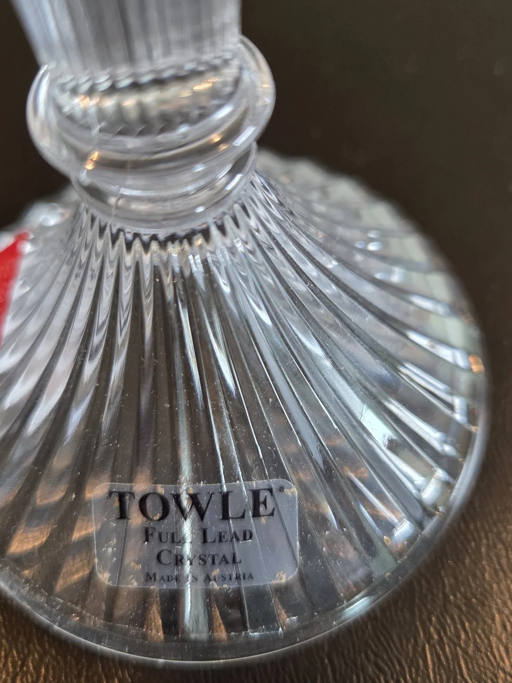 Towle Full Lead Crystal Candlestick Holders Pair Made in Austria Ribbed Taper